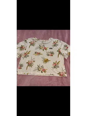 Vans Tropical Palm Leaf Flower Cropped T-Shirt thumbnail 2