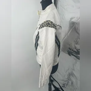Biker USA design jacket size‎ small white with jaguar print thumbnail 4