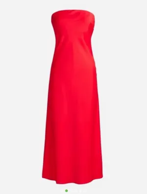 JCrew strapless Red Satin Dress thumbnail 2