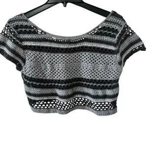 We The Free by Free People Crochet-Back Crop Top XS – Black/Gray thumbnail 2