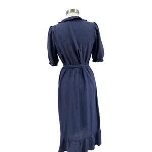 Old Navy Wrap Midi‎ Dress Blue Casual Tie Waist Short Sleeve Size M Women thumbnail 3
