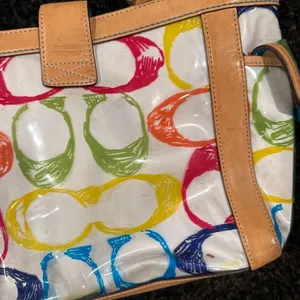 Coach Multicolor PVC Scribble Vachetta Leather Trim Tote Handbag Bag For Women thumbnail 7