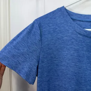 Adult blue scoop neck short sleeve stretch casual active plain basic‎ tshirt top thumbnail 2
