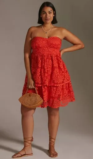 Anthropologie Maeve‎ NWT Strapless Lace Mini Dress Size Large thumbnail 1