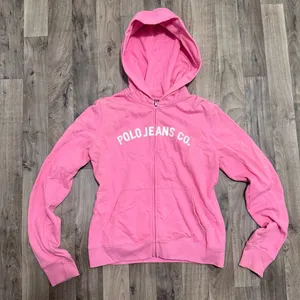 Vintage Polo Jeans Co Ralph Lauren Pink Zip Up Spellout Hoodie Size S thumbnail 1