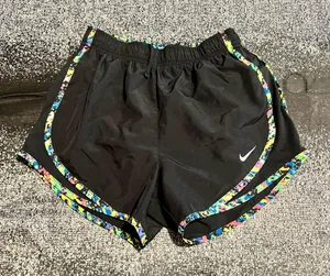 Womens XS Nike Dri Fit athletic casual shorts w/liner 3"-black/neon speckled thumbnail 1