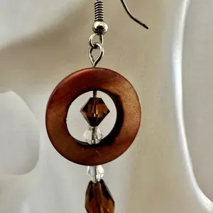 Abalone Crystal circle drop earrings thumbnail 6