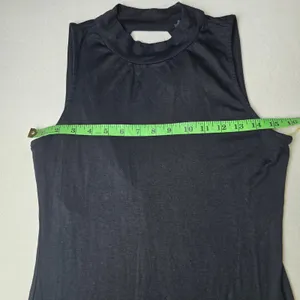 Hearts Black Sleeveless Mock‎ Neck Side Slit Maxi Dress Size Large thumbnail 9