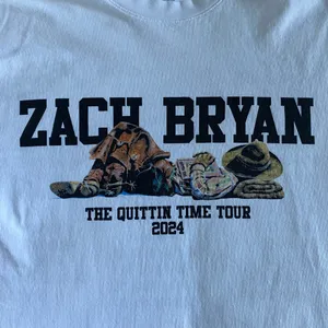 Zach Bryan The Quittin Time Tour 2024 Cowboy White Tshirt size Medium thumbnail 2