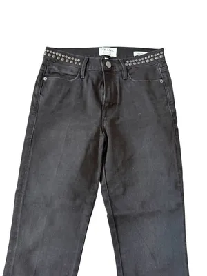 FRAME Le High Straight Studded Black Jeans Size 27 thumbnail 5