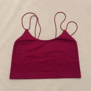 Burgundy Ribbed Double Strap Cami Crop Top Y2K Soft Girl M thumbnail 6