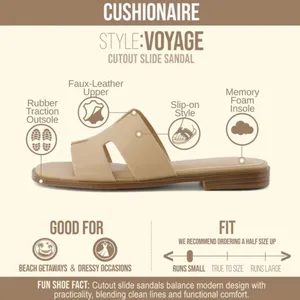 CUSHIONAIRE Voyage Cutout Strap Slides for Women, Slip‎ On | Size 7 | NIB thumbnail 2