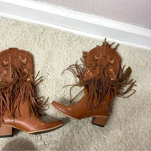 Brown Fringe Western Boots Size 9 thumbnail 8