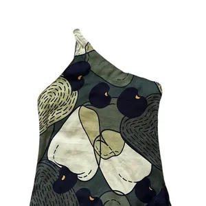 Farm Rio Anthro Women’s Green Military Cashew One Shoulder Midi Scarf Dress XS thumbnail 4