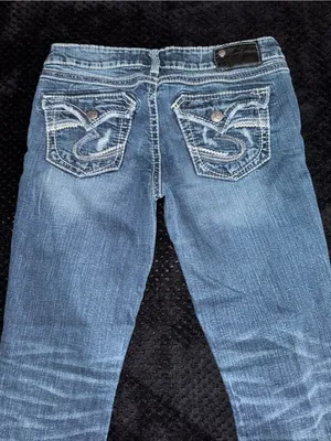 Silver Jeans Co Women’s Aiko Mid Rise Jeans Blue Dark Wash Size 28 thumbnail 6