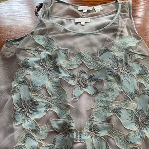 Miss Me Embellished Mesh Sleeveless Tank with Camisole in Jasmine Combo sz S EUC thumbnail 6