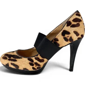 Gianni Bini Leopard Print Calf Hair Platform Pumps Women 7M Brown Mary Jane Heel thumbnail 1