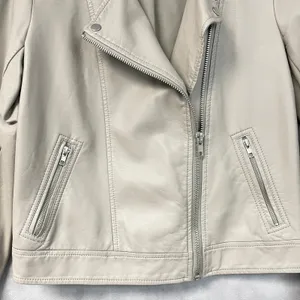 Forever 21 Womens Moto Jacket Size S Faux Leather Biker Cropped Minimal Neutral thumbnail 4