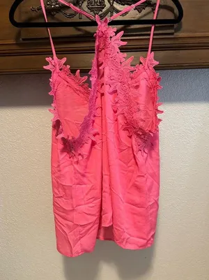 Pink Lace Trim Women's Top thumbnail 3