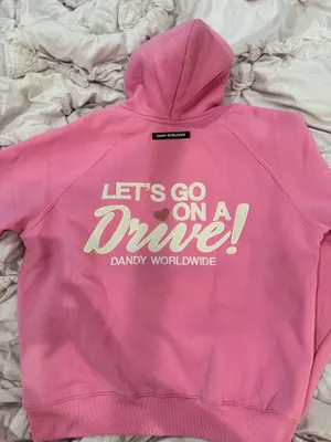 Dandy Worldwide "Let's Go on a Drive" Oversized Lux Hoodie in Pink thumbnail 3