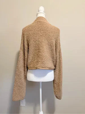 SKIMS Teddy Fleece Quarter Zip Cropped Pullover Beige Cozy Lounge Top L XL thumbnail 5