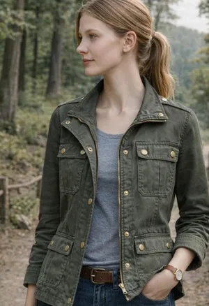 J. Crew Relaxed Boyfriend Field Jacket Olive Green Utility Brass Buttons XS thumbnail 1