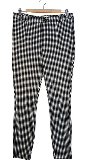 Maeve Anthropologie Gingham Check High‎ Rise Tapered Pants Black White Womens 10 thumbnail 1