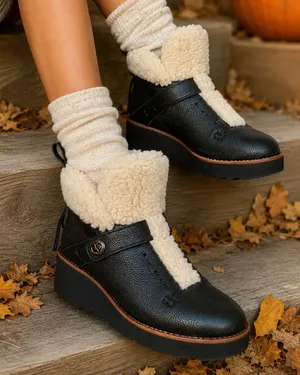 COACH Urban Hiker Shearling Boots in Black Size 9 thumbnail 1