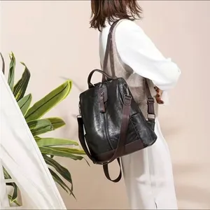Vegan Leather Backpack One Shoulder Messenger Anti Theft Waterproof Travel thumbnail 2