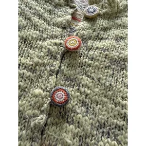Apt. 9 Cardigan‎ Sweater Womens Medium Green y2k Wool Blend Chunky Knit Striped thumbnail 4