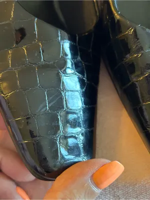 Nordstrom black patent leather pumps with crocodile embossing size 8M thumbnail 3