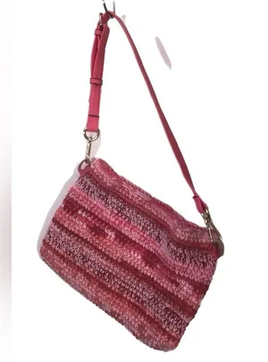 Handmade Adorable Crochet Pink Purse. Shoulder bag with Adjustable shoulder straps thumbnail 2