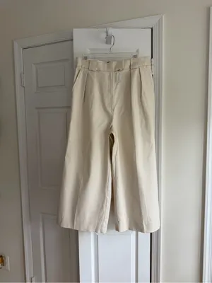 Banana Republic Cruise Cropped Wide Leg Pants Cream NWT 10 thumbnail 3