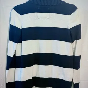 Vintage Y2K Abercrombie & Fitch Navy and White Striped Shawl Cardigan thumbnail 2
