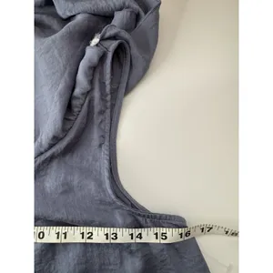 Spirit Of Grace Ruffled One Shoulder Sheath Mini Dress Sz M Satin Blue Flouncy thumbnail 7
