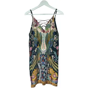 Farm Rio Mini Floral Print Colorful Sleeveless Lace up Detail Dress FARM Boho thumbnail 2