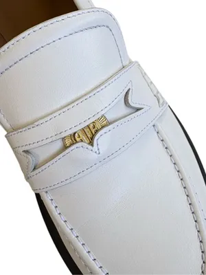 Like New Maje Leather Platform Loafers White Size 10.5 Retail $435.00 thumbnail 3