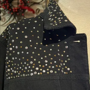 Quacker Factory Black Utility Jacket with Rhinestone Embellishments thumbnail 2