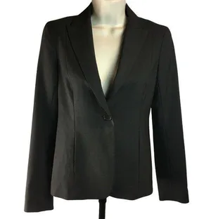 Theory Womens Fitted Wool Blazer Smokey Gray Lined Pockets One Button Size 0 u thumbnail 1