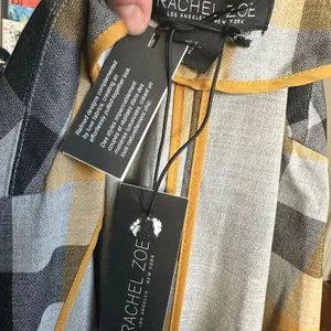 Rachel Zoe yellow tartan plaid S lightweight trench coat thumbnail 4
