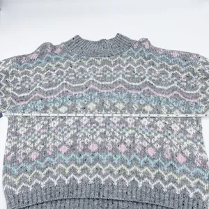 Vintage 80s 90s Croquet Club Women's Soft Pastel Grey Acrylic Knit Sweater Ski thumbnail 7