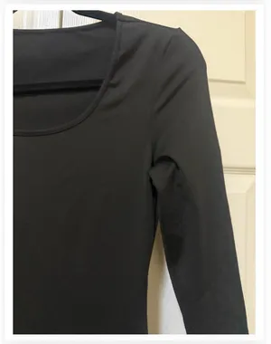 SHEIN PETITE Black Scoop Neck Long Sleeve Unitard Jumpsuit thumbnail 2