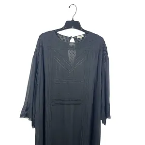 Wilfred Aritzia Black Embroidered Shift Dress L Sheer Lace Yoke Cover Up thumbnail 8