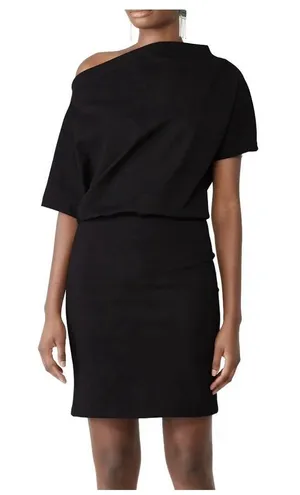 Amanda Uprichard Angie Dress Black Sz S Off Shoulder Blouson Draped Chic LBD thumbnail 1