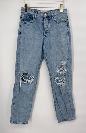 Free People‎ distressed straight leg jeans size 26 thumbnail 1