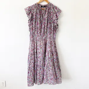 Lauren Ralph Lauren Floral Crinkled Cotton Dress in Multicolor thumbnail 3