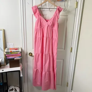 NWT ModCloth Notes of‎ Grace Pink Tiered Poplin Maxi Dress Womens Size L thumbnail 2