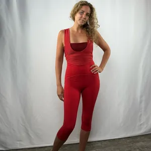 Free People Movement Cut Out Capri Exercise Jumpsuit in Red‎ Size Small thumbnail 3