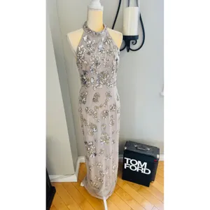 Adrianna Papell Sequin Floral High Neck Column Gown, Size 8, Marble/Mauve,‎ NWT thumbnail 10
