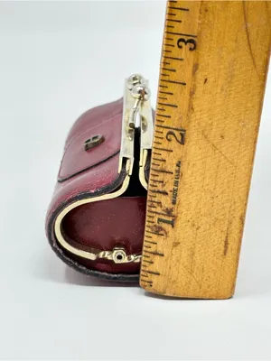 Etienne Aigner Burgundy Leather Kisslock Clutch Coin Purse Lipstick Bag Italy thumbnail 11
